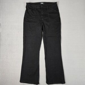 Paige Jeans Womens 32‎ High Waist Wide Leg Black Shadow Wash Denim Patch Pockets